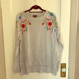 Gray floral Aqua sweater
